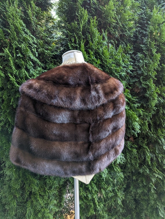 Dark Mink Fur Stole/ Cape / Wrap / Real Fur / Bro… - image 3