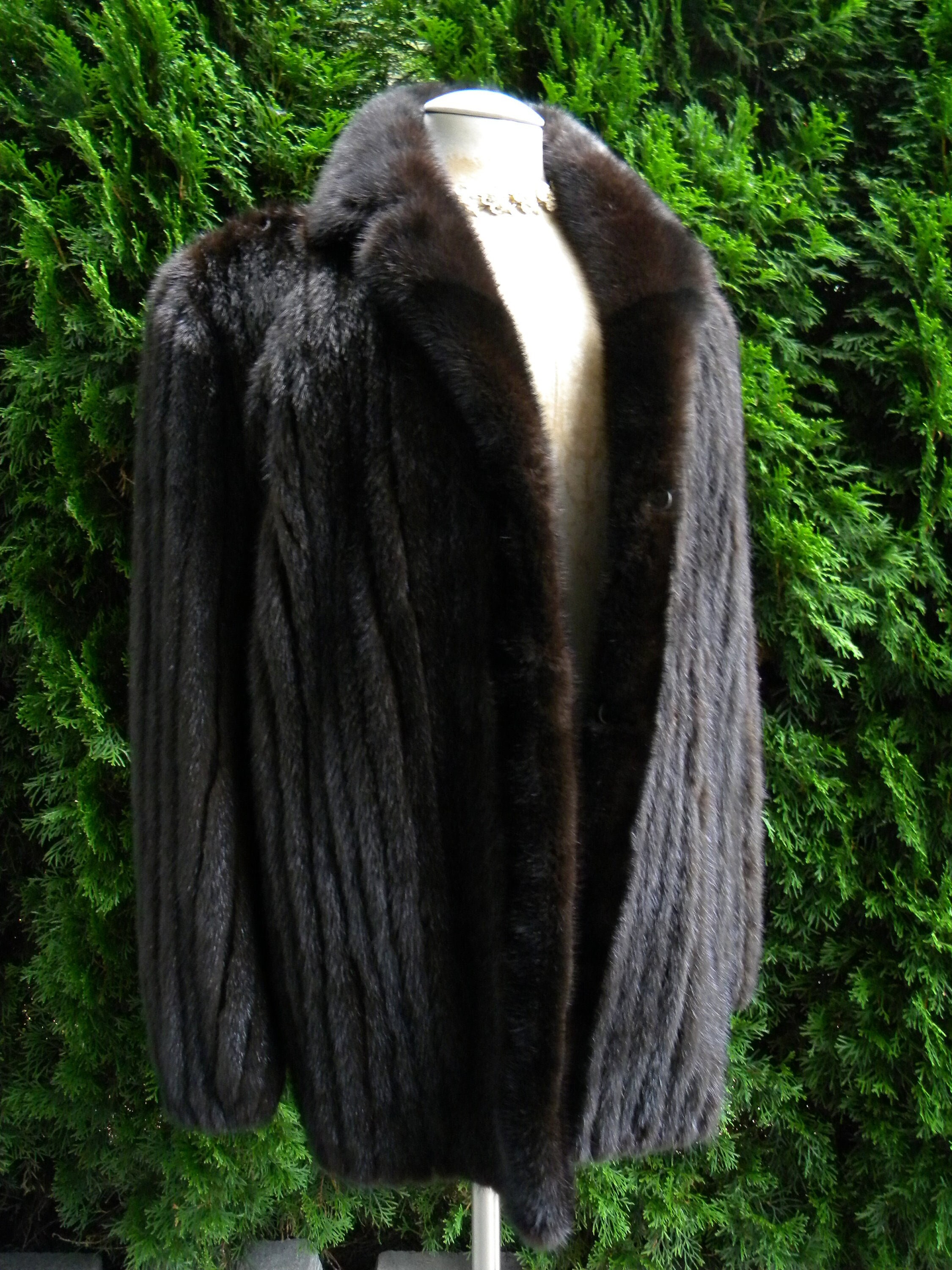 Full length brown real mink fur coat with hood. Long line natural color  warm winter fur coat. Full skin hooded mink fur overcoat - PAPEL FURS