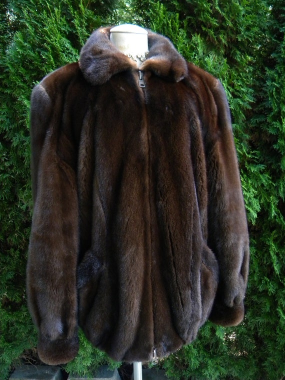 Fabulous Mahogany Mink Fur Bomber / Coat / Jacket 