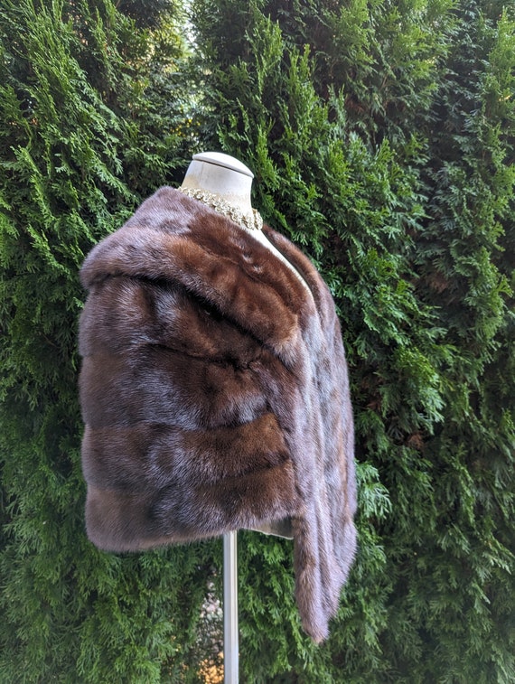 Dark Mink Fur Stole/ Cape / Wrap / Real Fur / Bro… - image 2