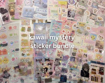 kawaii japanese korean mystery sticker bundle | stationery stickers sheets | for kpop toploader deco, journaling scrapbooking supplies