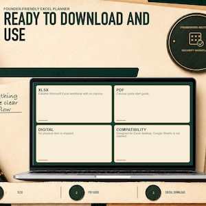 Digital delivery details for Vibe-Coded App Security Launch Planner: editable XLSX, PDF guide, no physical shipment, and Excel desktop compatibility.