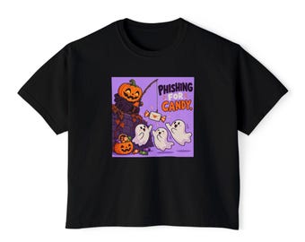 Phishing For Candy | Comfort Colors Boxy Tee | Halloween IT Humor