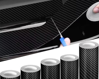 Tira protectora de fibra de carbono 3D para coche: película de PVC antiarañazos (10 cm x 3 m)
