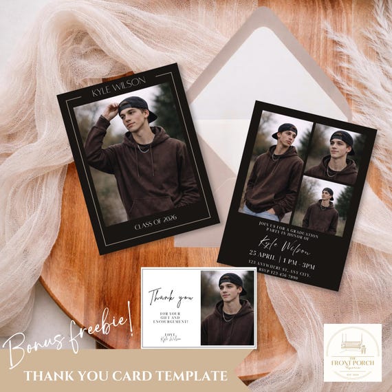 Modern Senior Photo Graduation Announcement Template (Digital Download)