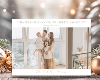 Editable 2 Corinthians 9:15 Merry Christmas  Card Template, 5X7