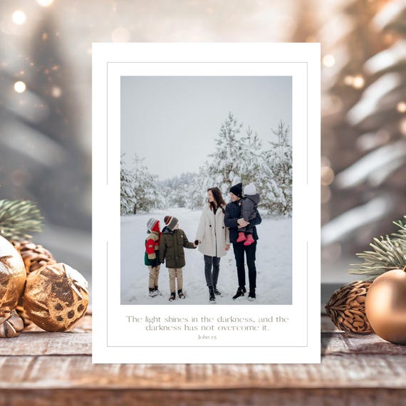 Editable John 1:5 Christmas Card Vertical Template, (5X7) (Digital Download)