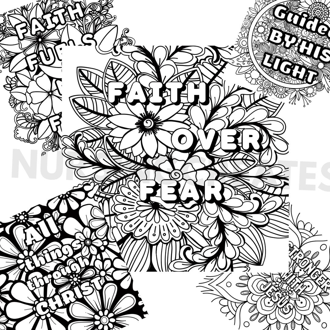 Bundle of 5 Faith Based Bold & Easy Coloring Pages - Etsy