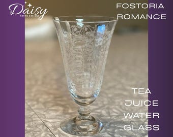 Vintage Fostoria Romance Etched Crystal Glass | 5.5” Footed Champagne or Juice Glass