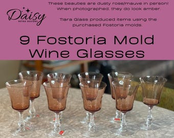 Fostoria Wine Glasses - set of 9 (Fostoria / Tiara Exclusives), Rose