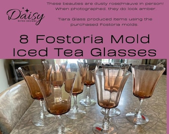 Vintage Tiara Exclusives Rose Iced Tea Glasses - Set of 8