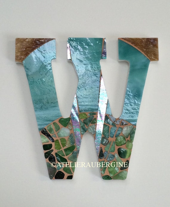Monogram Letter W 6 Typography With Stained Glass Mosaic | Etsy