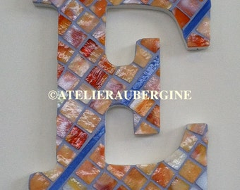 Letter E # 6 stained glass mosaic