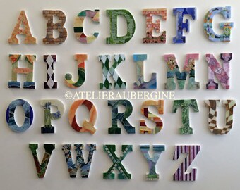 Roman Alphabet # 1, 26 letters in stained glass mosaic