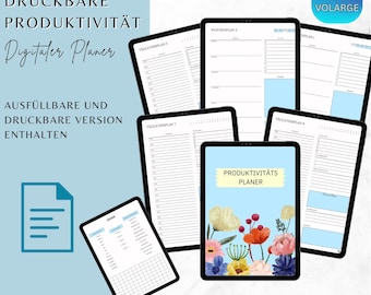 Planificador de productividad digital (PDF, alemán) | Planificador diario y semanal | Para GoodNotes, Notability y Xodo | Incluye plantilla de Notion