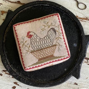 STACY NASH Big Chicken Little Chicken Pinkeep counted cross stitch patterns at cottageneedle.com