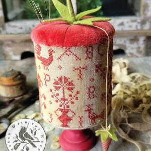 WITH THY NEEDLE Pennsylvania Dutch Tomato Pinkeep counted cross stitch patterns