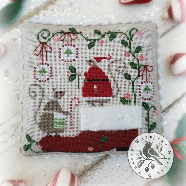 WITH THY NEEDLE When Santa's Away the Mice Will Play counted cross stitch patterns at thecottageneedle.com