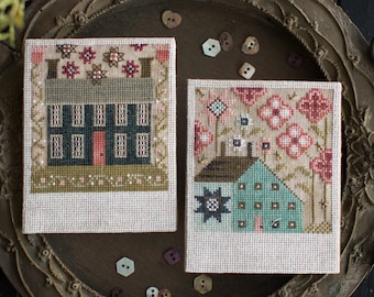 PLUM STREET SAMPLeRS Spring Saltboxes Salt Shaker series counted cross stitch patterns at cottageneedle.com Easter