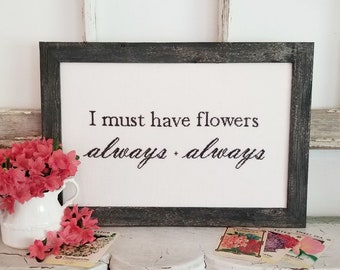 HELLO FROM LIZ MATHeWS Flowers Always counted cross stitch patterns at thecottageneedle.com sayings farmhouse