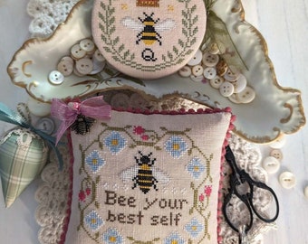 New! LILA'S STUDIO Bee Your Best Self counted cross stitch patterns at thecottageneedle.com