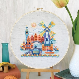 SATSUMA STREET Pretty Little Amsterdam counted cross stitch patterns at thecottageneedle.com image 1