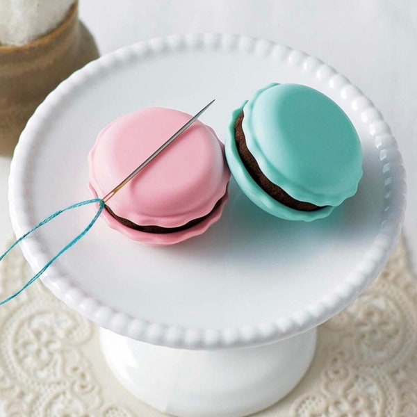 Pick Color CLOVER Raspberry or Pistachio Sweet n Sharp Macaron Needle Minder Sharpener counted cross stitch notion