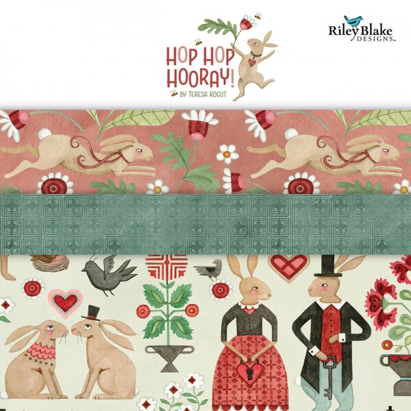 New! TERESA KOGUT Hop Hop Hooray sewing quilting fabric at thecottageneedle.com Easter Spring RiLEY BLAKE