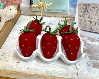 Strawberry Pincushion counted cross stitch tools at thecottageneedle.com