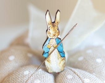 Standing Tall Peter Rabbit Needle Minders by The Cottage Needle cross stitch quilting sewing tool Beatrix Potter