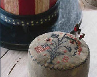 BLACKBIRD DESIGNS Hats Off to Uncle Sam Drum Pinkeep counted cross stitch patterns at thecottageneedle.com 4th of July