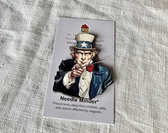 I Want You Needle Minder by thecottageneedle.com magnet holder wooden patriotic USA 4th of July embroidery tool