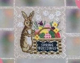 TINY MODERNIST Center /& Border ONLY Spring Blessings #1 counted cross stitch patterns at thecottageneedle.com