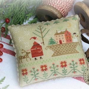 WITH THY NEeDLE Basketful of Winter Time Optional Wisper counted cross stitch patterns at cottageneedle.com Christmas Winter December
