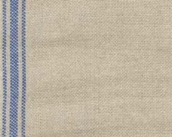 MILL HILL 27 ct. Natural/Blue Ticking Banding 6.6" Wide Linen counted cross stitch at thecottageneedle.com bell pull sampler