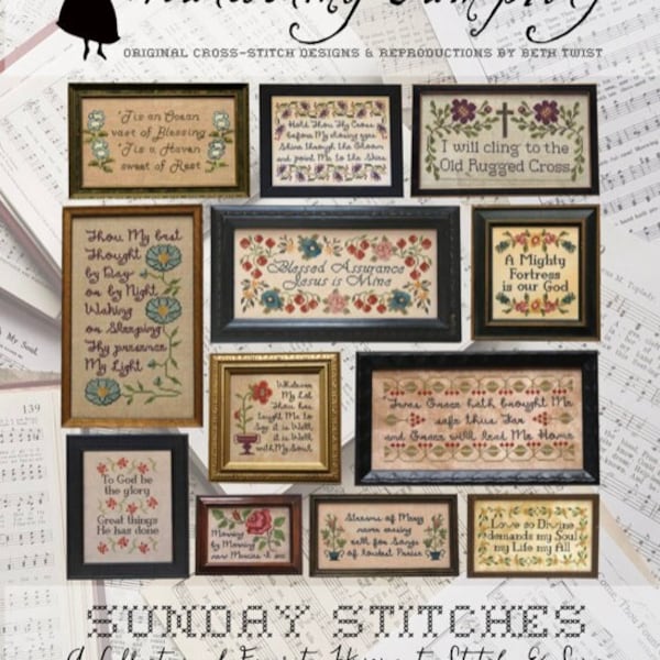 HEARTSTRING SAMPLERY Sunday Stitches 15 Designs counted cross stitch tools