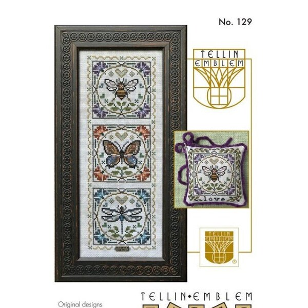 TELLIN EMBLEM Love Bugs Tiles series counted cross stitch patterns at thecottageneedle.com