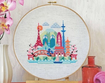 PRETTY LITTLE TOKYO by Satsuma Street counted cross stitch pattern at cottageneedle.com