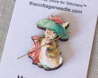Benjamin Bunny Hat Needle Minder Beatrix Potter magnet gift for her Easter embroidery tool needles holder