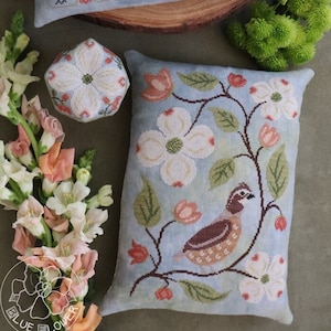 BLUE FLOWER Spring Quail counted cross stitch patterns