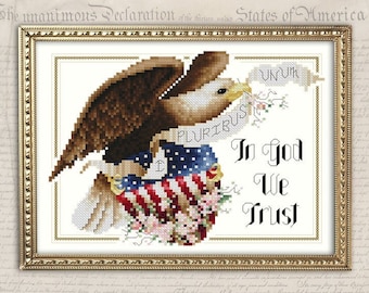 PDF DOWNLOAD In God We Trust digital counted cross stitch patterns by Kitty & Me at cottageneedle.com