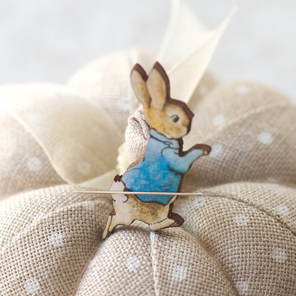 Running Peter Rabbit Needle Minder Beatrix Potter magnet gift for her Easter children's story embroidery tool