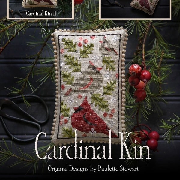 PLUM STREET SAMPLERS Cardinal Kin 2 Colorways included counted cross stitch patterns at thecottageneedle.com