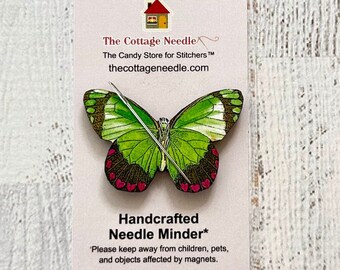Holiday Butterfly Needle Minder at thecottageneedle.com magnet counted cross stitch vintage look