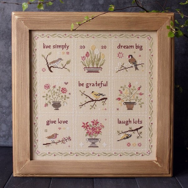 PDF DOWNLOAD Live Simply Sampler digital counted cross stitch patterns by Bluebird Needleworks at cottageneedle.com