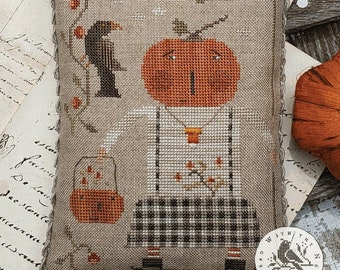 WITH THY NEeDLE Boo To You counted cross stitch patterns at thecottageneedle.com Autumn Fall holidays pumpkinhead