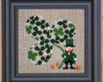BENT CREEK Clover of Clovers Kit Includes fabric thread buttons counted cross stitch patterns March 17 St. Patrick's Day Irish Lucky