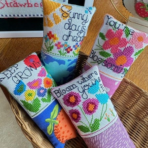 LUHU STITCHES Flower Burst Flings Booklet counted cross stitch patterns at cottageneedle.com
