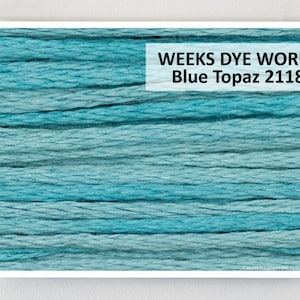 Hilo de bordar teñido a mano para punto de cruz BLUE TOPAZ 2118 Weeks Dye Works WDW en cottageneedle.com