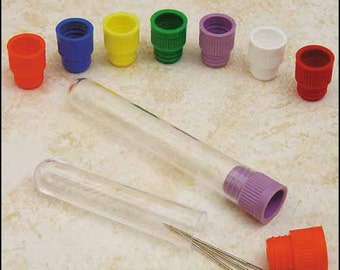 Needle Organizer Tubes 2 sizes available Red or Purple Caps ONLY beading buttons cross stitch sewing needlecraft hand embroidery